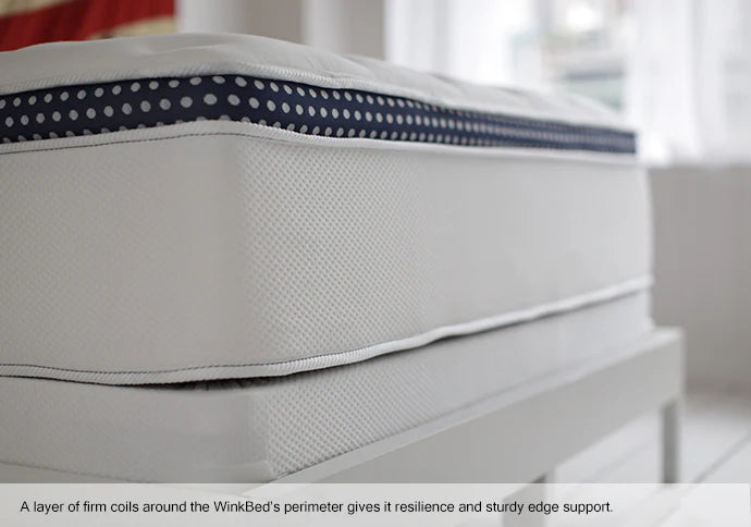 A layer of firm coils around the WinkBed's perimeter gives it resilience and sturdy edge support.